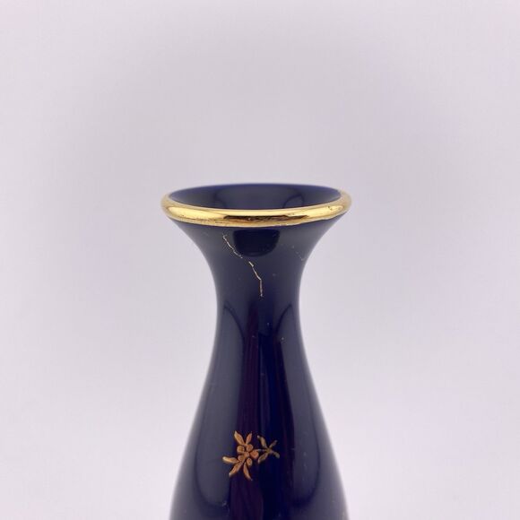 Limoges France Cobalt Blue Gold Mini Bud Vase France - Picture 4 of 7